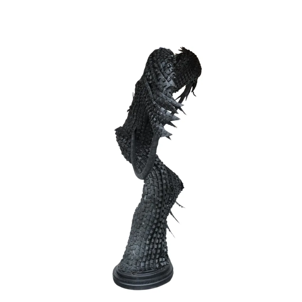 MAKP-026d, Metamorphose, Marcel Kpoho, 2026, Assembly of tire strips and mixed media, 110x110x40cm.webp