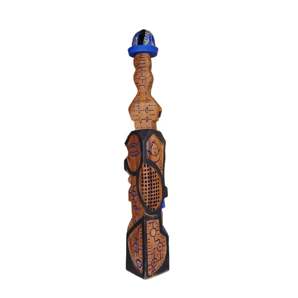 SEBO-007c, Ombre Féminine - Le Couvant, Sébastien Boko, 2026, Acrylic and Pigments on Carved Iroko Wood, 193x35x35cm.webp