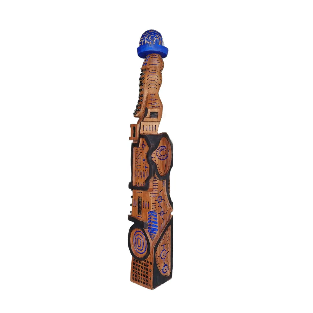 SEBO-007b, Ombre Féminine - Le Couvant, Sébastien Boko, 2026, Acrylic and Pigments on Carved Iroko Wood, 193x35x35cm.webp