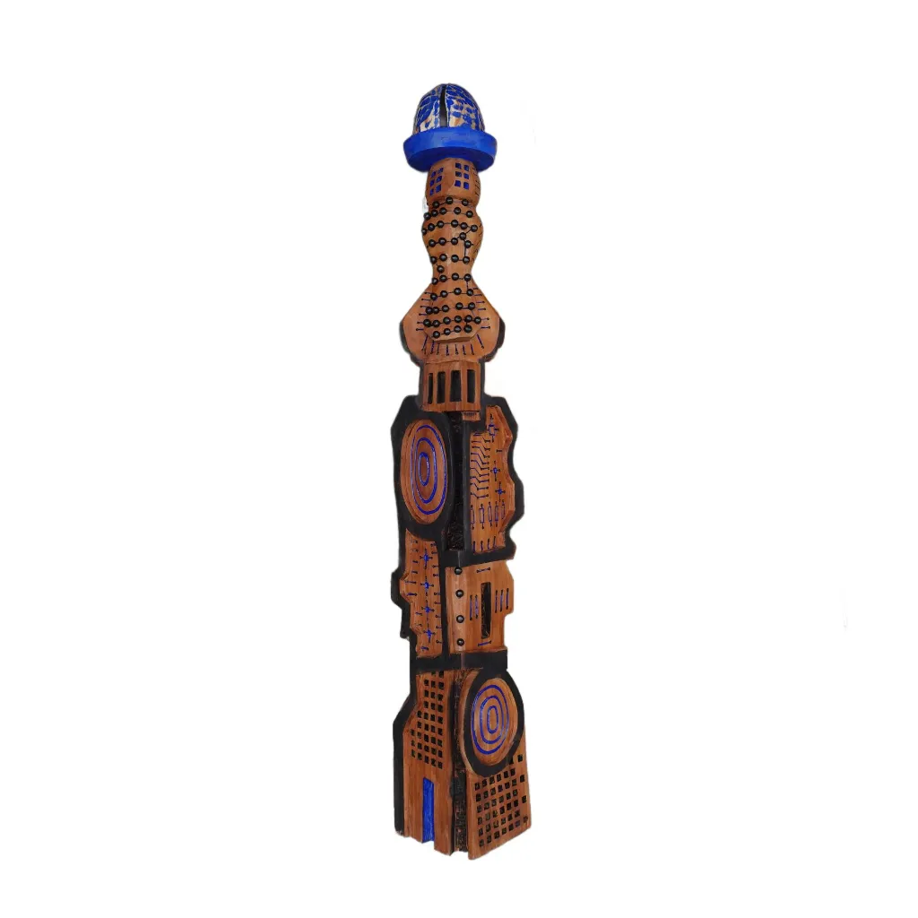 SEBO-007a, Ombre Féminine - Le Couvant, Sébastien Boko, 2026, Acrylic and Pigments on Carved Iroko Wood, 193x35x35cm.webp