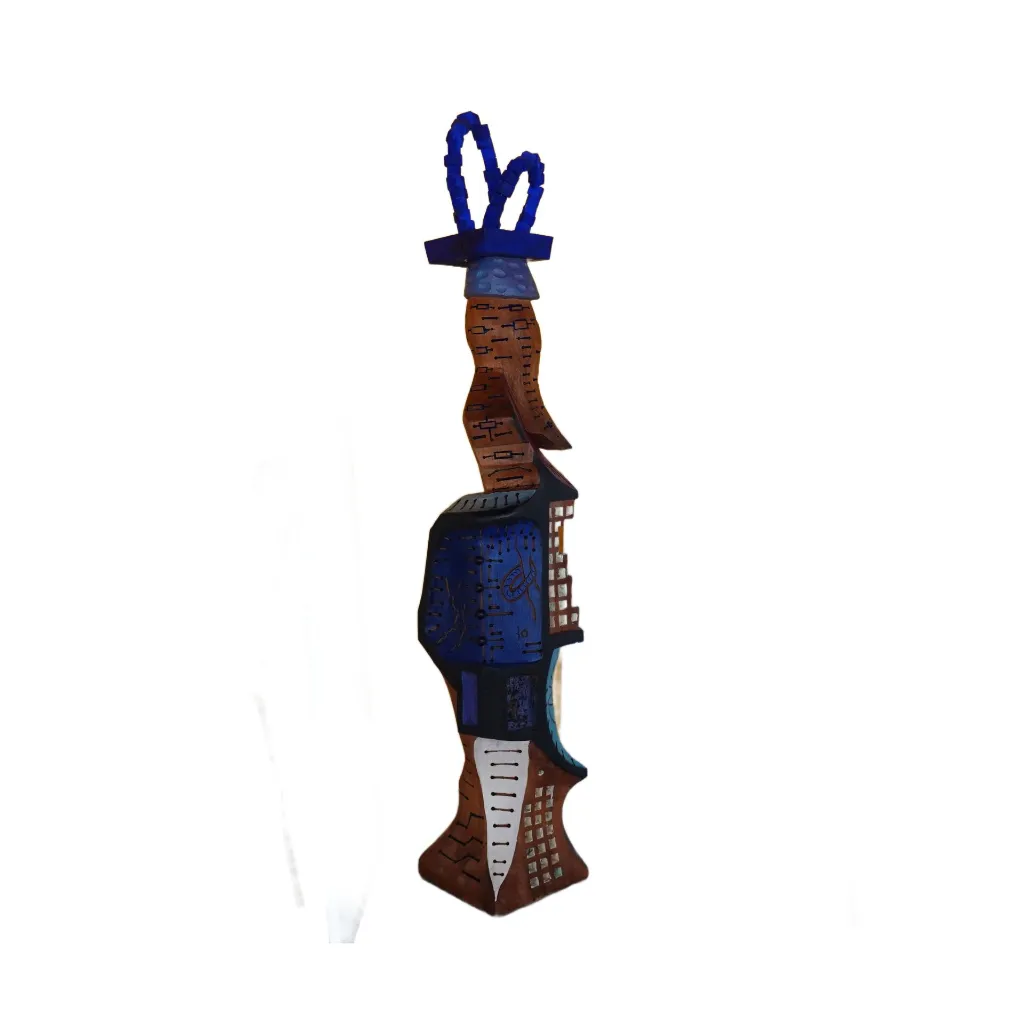 SEBO-008d, Ombre Féminine - 41, Sébastien Boko, 2026, Acrylic and Pigments on Carved Iroko Wood, 155x25x25cm.webp