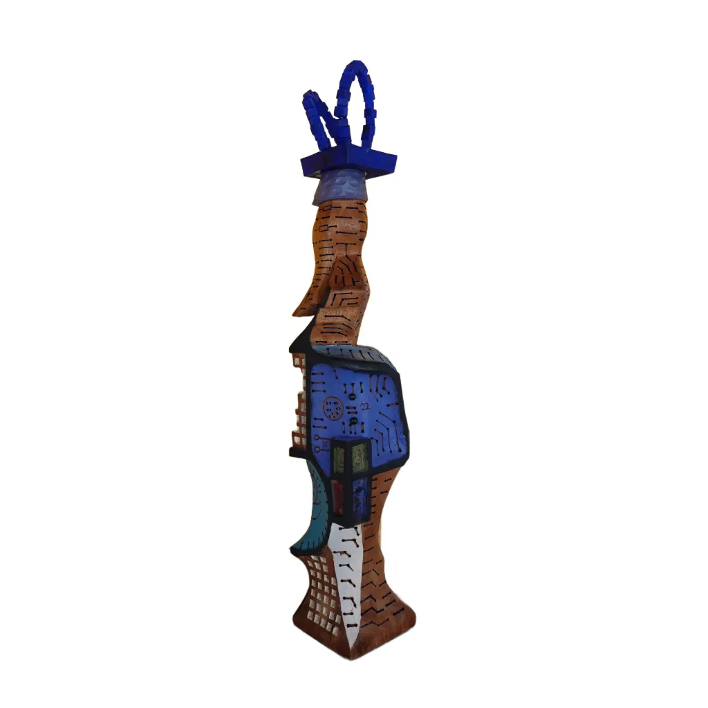SEBO-008b, Ombre Féminine - 41, Sébastien Boko, 2026, Acrylic and Pigments on Carved Iroko Wood, 155x25x25cm.webp