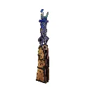 SEBO-010c, Ombre Féminine - Poulet Bicyclette, Sébastien Boko, 2026, Acrylic and Pigments on Carved Wood, 130x25x25cm.webp