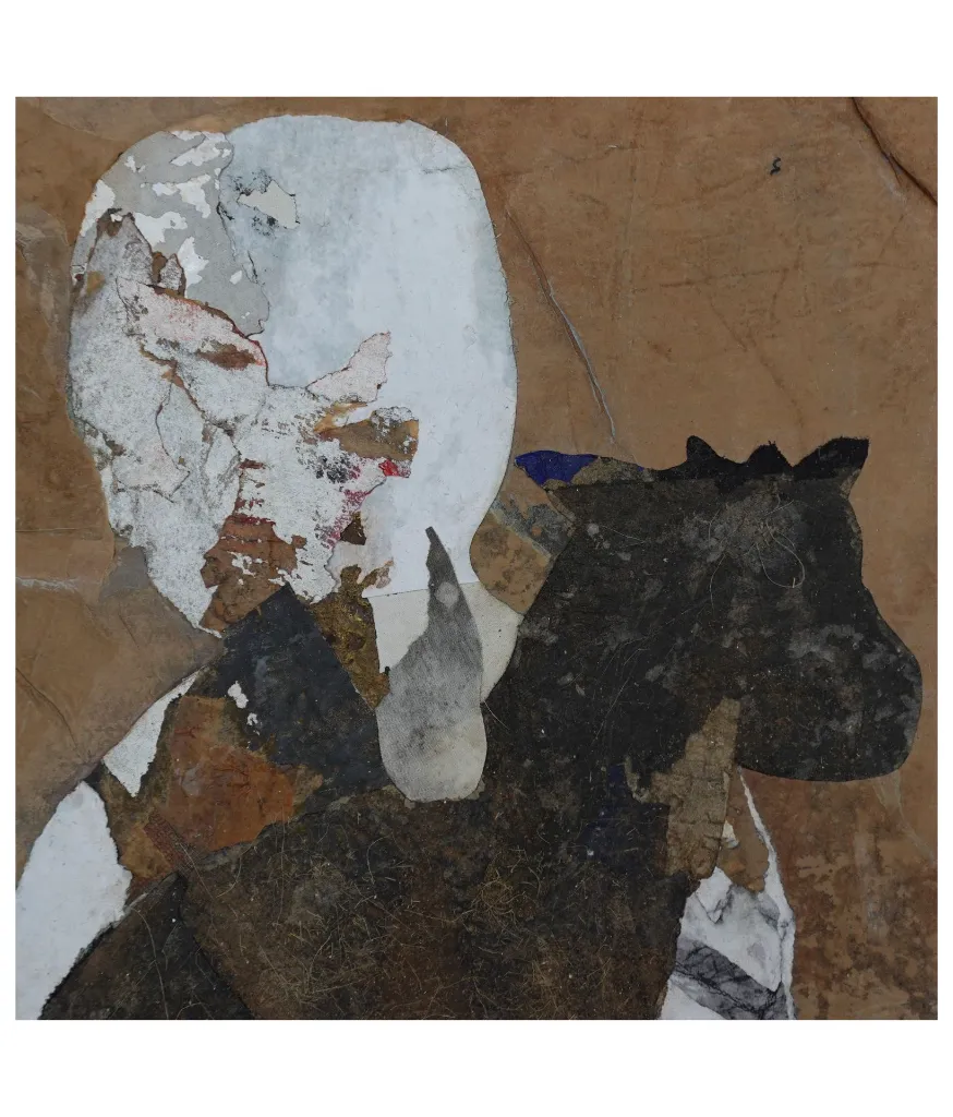 THTO-006b, Sacrée, Thierry Tomety, 2026; Paper Cloths and Fiber on Canvas, 110x80cm.webp