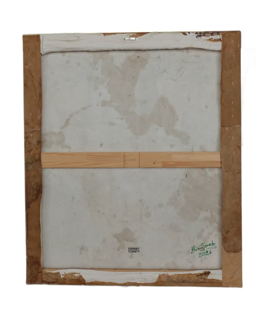 THTO-006c, Sacrée, Thierry Tomety, 2026; Paper Cloths and Fiber on Canvas, 110x80cm.webp