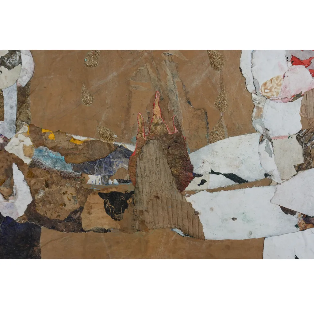THTO-008c, Test de Compatibilité, Thierry Tomety, 2026, Papercloths and Fiber on Canvas, 80x80cm.webp