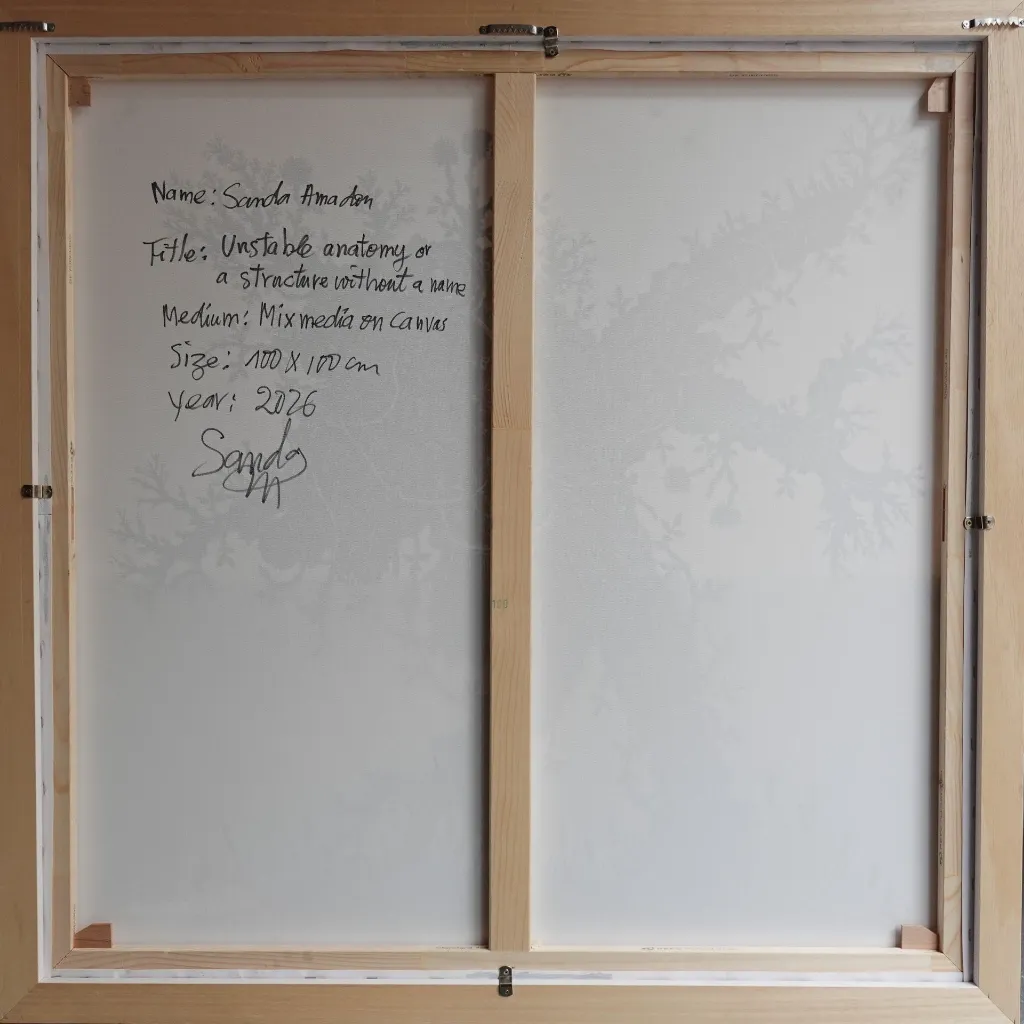 SAAM-081b, Unstable Anatomy of a Structure without a Name , 2026, mixed media on canvas, 100 x 100cm.webp