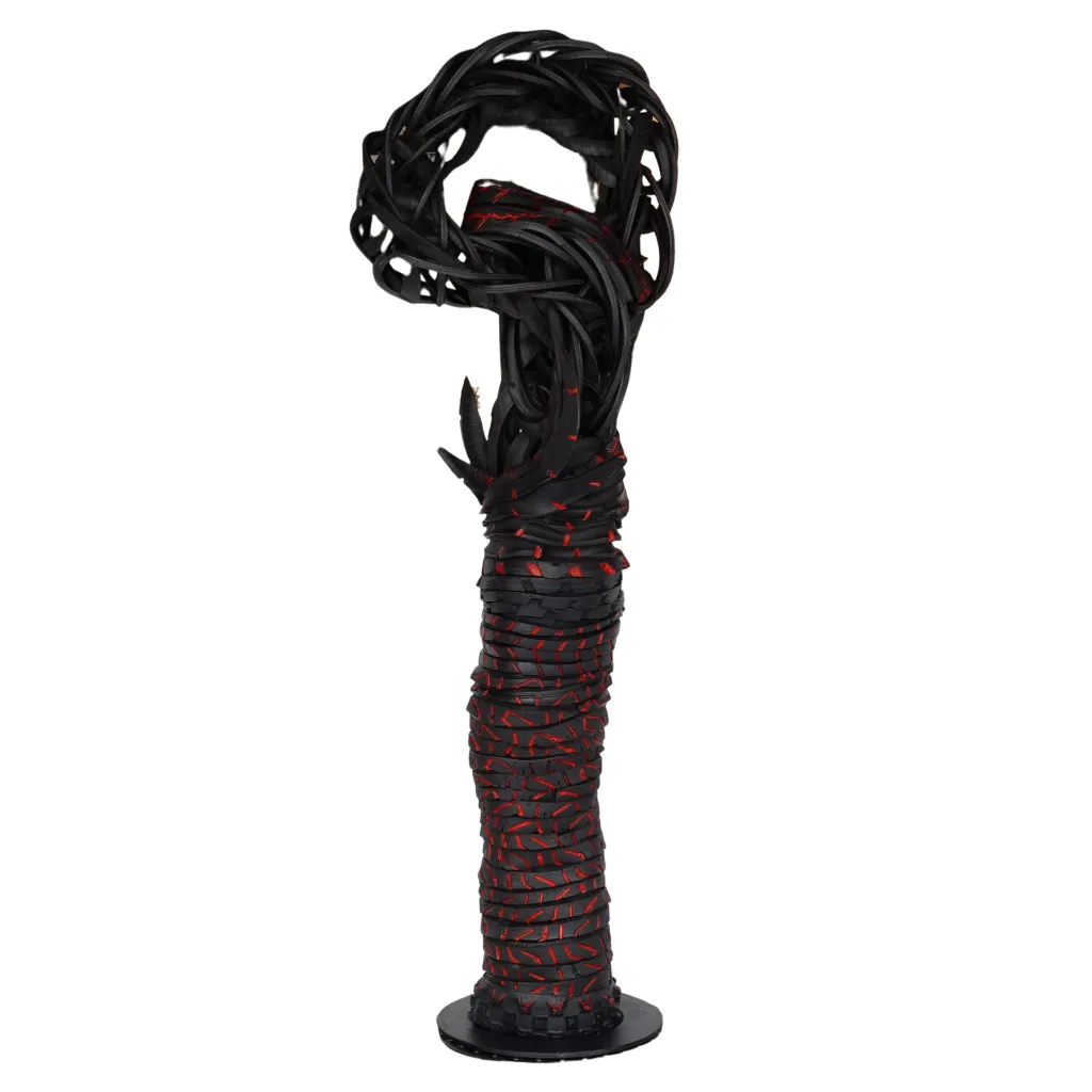 MAKP-035c, Weight of Life, Marcel Kpoho, 2026, Assembly of tire strips and mixed media, 140x43x32 cm.webp