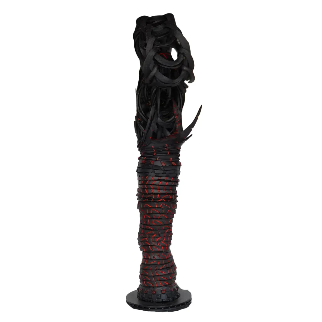 MAKP-035b, Weight of Life, Marcel Kpoho, 2026, Assembly of tire strips and mixed media, 140x43x32 cm.webp