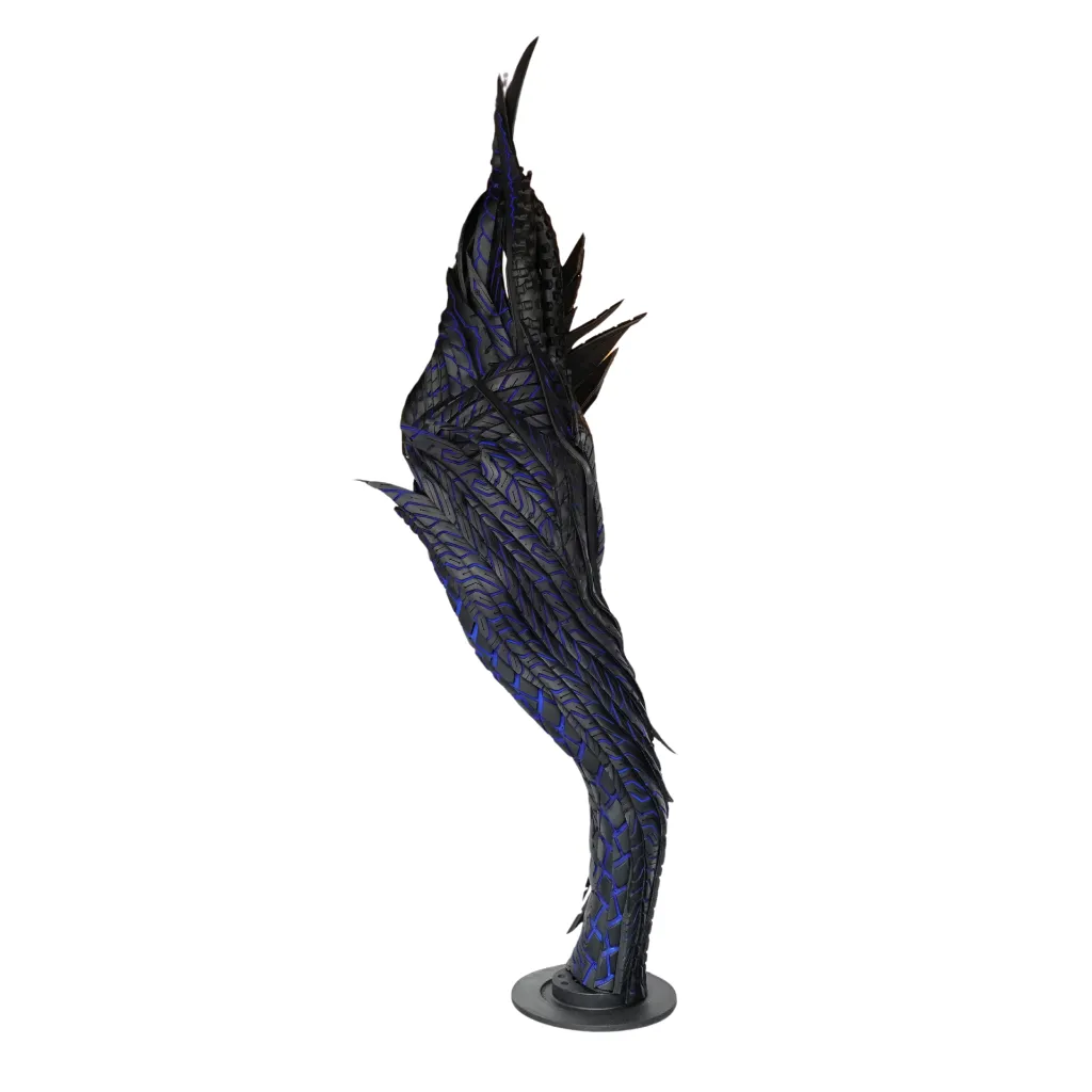MAKP-034d, Eclosion I, Marcel Kpoho, 2026, Assembly of tire strips and mixed media, 174x55x55 cm.webp