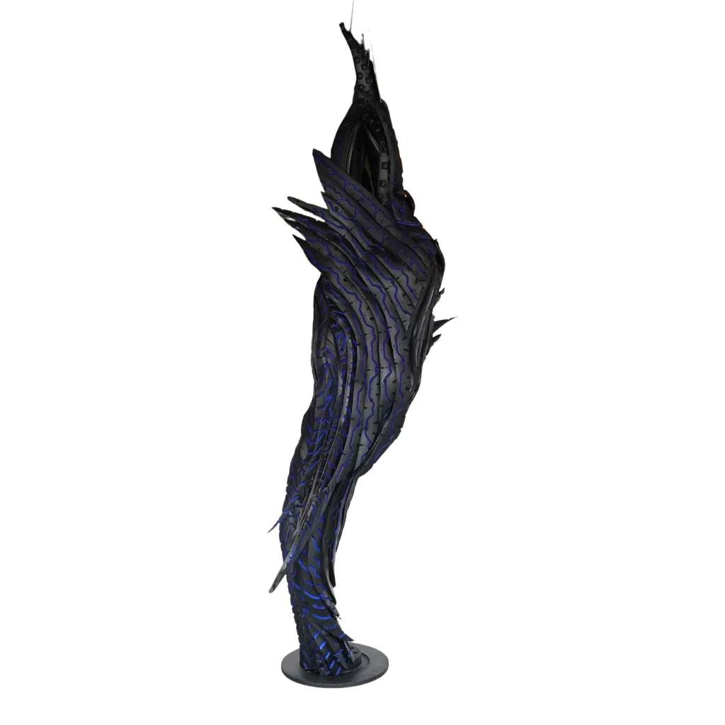 MAKP-034b, Eclosion I, Marcel Kpoho, 2026, Assembly of tire strips and mixed media, 174x55x55 cm.webp