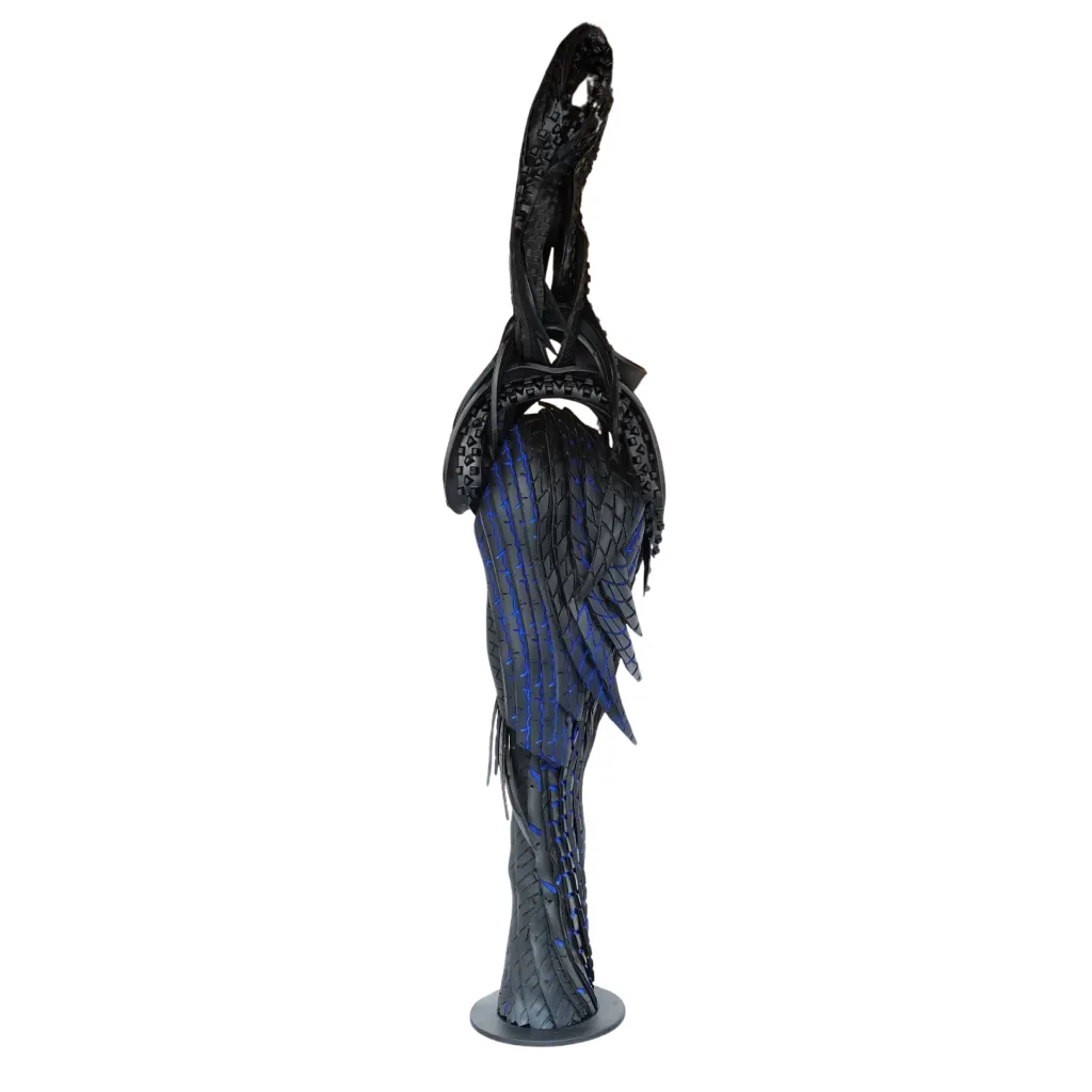 MAKP-033b, Agbara Woman, Marcel Kpoho, 2026, Assembly of tire strips and mixed media, 190x50x35 cm.webp