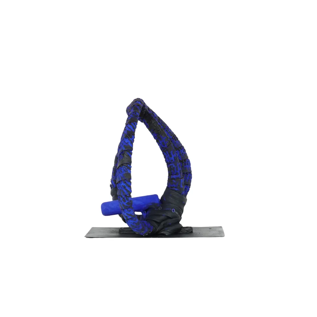 MAKP-031b, Sans Titre - Cycle Suspendu Series, Marcel Kpoho, 2026, Assembly of tire strips and mixed media, 28x28x28 cm.webp