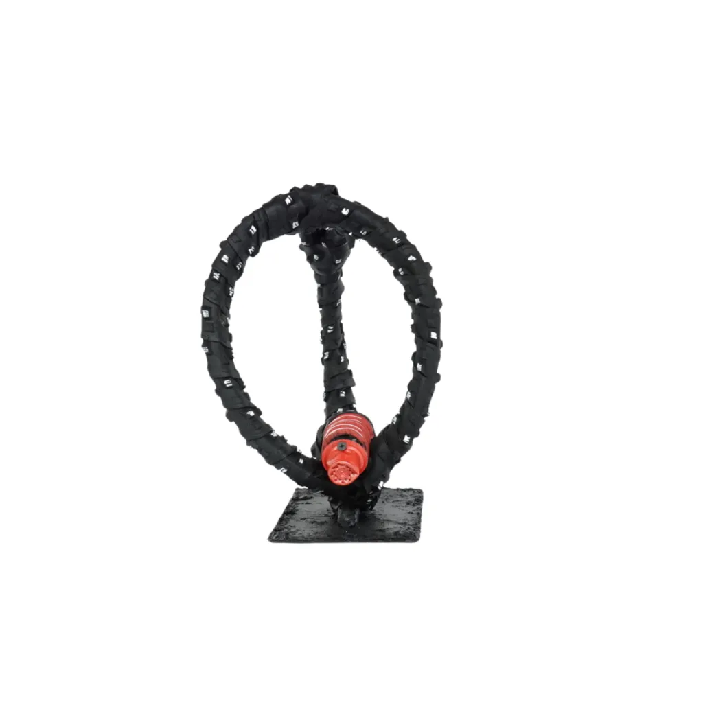 MAKP-030b, Sans Titre - Cycle Suspendu Series, Marcel Kpoho, 2026, Assembly of tire strips and mixed media, 31x28x21 cm.webp