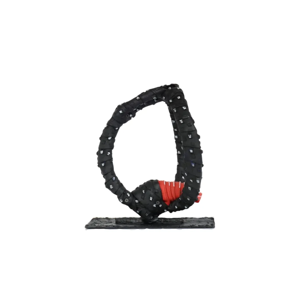MAKP-030c, Sans Titre - Cycle Suspendu Series, Marcel Kpoho, 2026, Assembly of tire strips and mixed media, 31x28x21 cm.webp