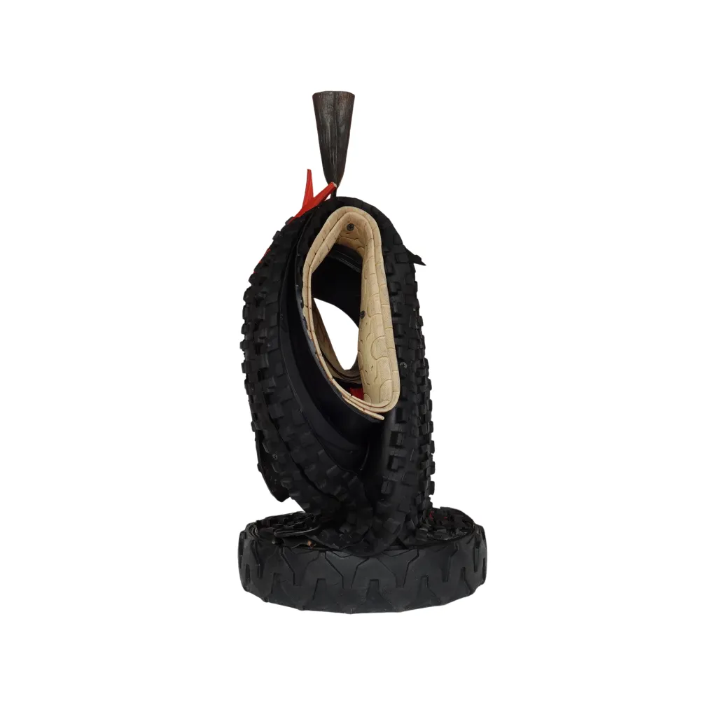 MAKP-029b, Origine du Monde, Marcel Kpoho, 2026, Assembly of tire strips and mixed media, 55x37x27 cm.webp