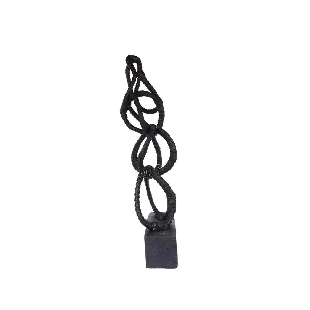 MAKP-028c, Elevation, Marcel Kpoho, 2026, Assembly of tire strips and mixed media, 105x35x25 cm.webp