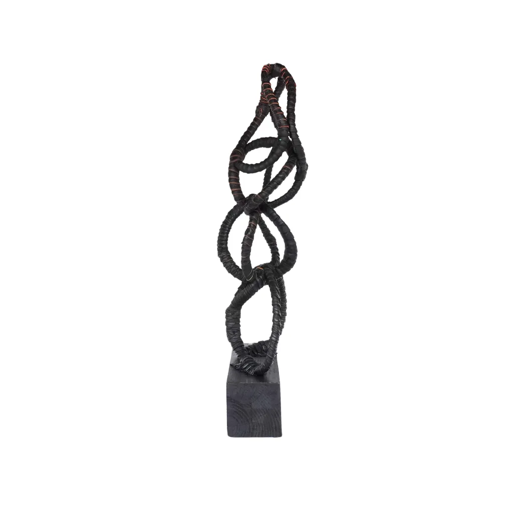 MAKP-028b, Elevation, Marcel Kpoho, 2026, Assembly of tire strips and mixed media, 105x35x25 cm.webp