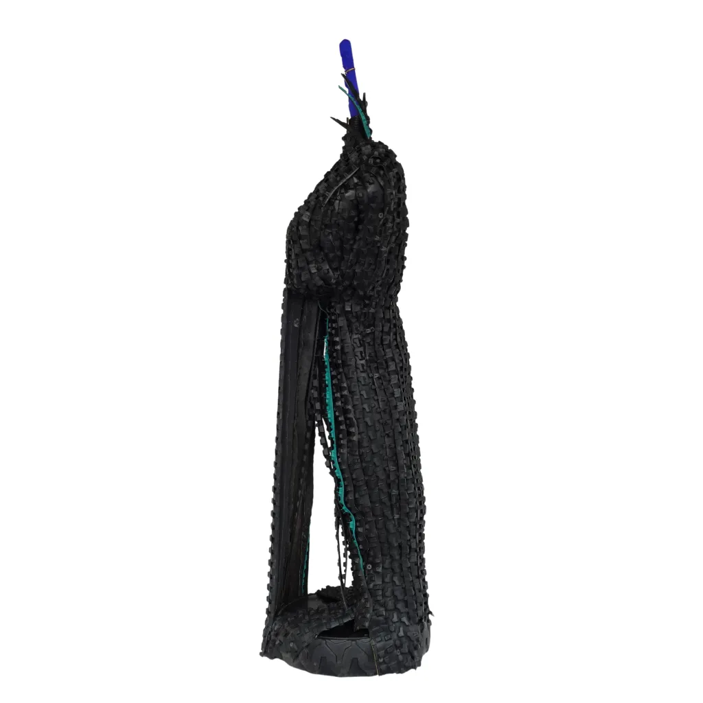MAKP-027d, Woman Power, Marcel Kpoho, 2026, Assembly of tire strips and mixed media, 109x32x20 cm.webp