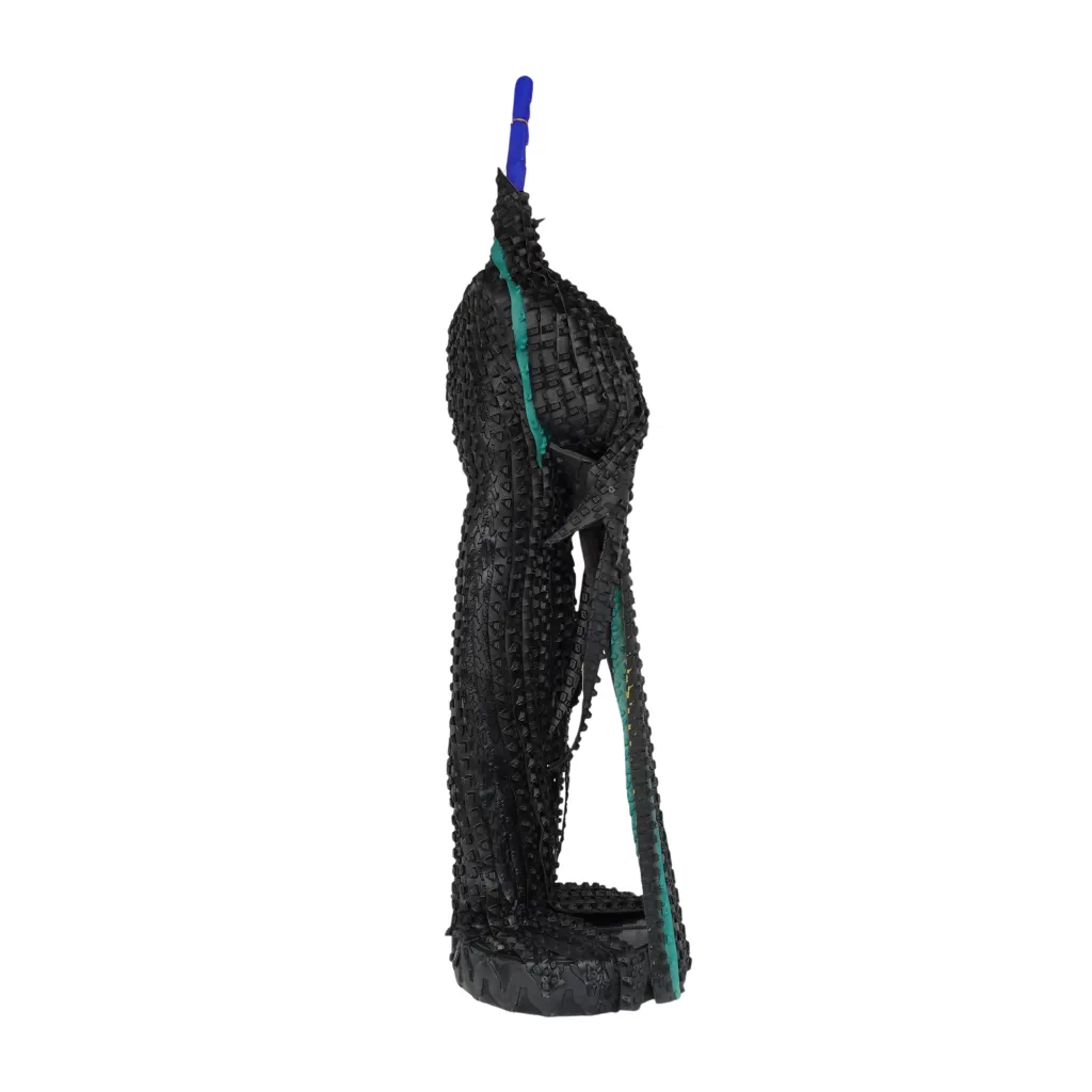 MAKP-027b, Woman Power, Marcel Kpoho, 2026, Assembly of tire strips and mixed media, 109x32x20 cm.webp