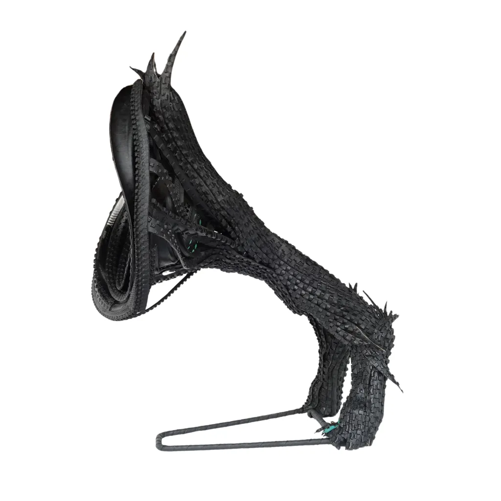 MAKP-024c, Ade, Marcel Kpoho, 2026, Assembly of tire strips and mixed media, 90x75x55 cm.webp